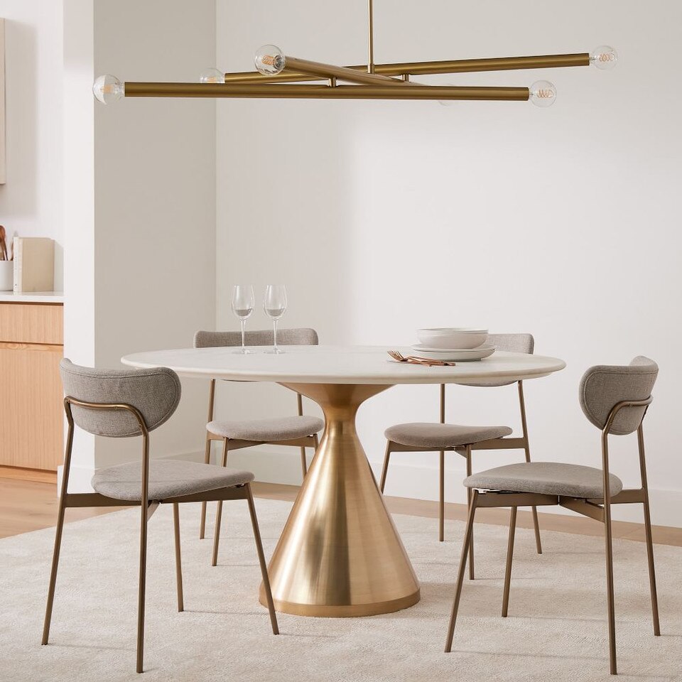 Silhouette Pedestal Marble Round Dining Table (122 cm - 152 cm) - West ...